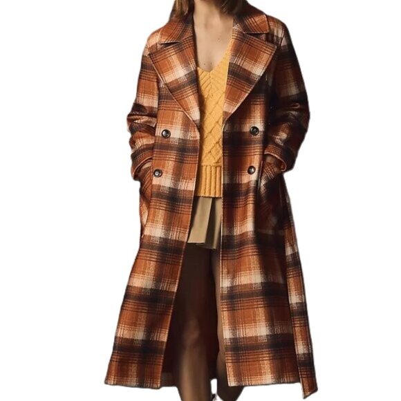 NVLT Jackets & Blazers - NVLT Plaid Belted Lined Trench Coat - Size Large NWT